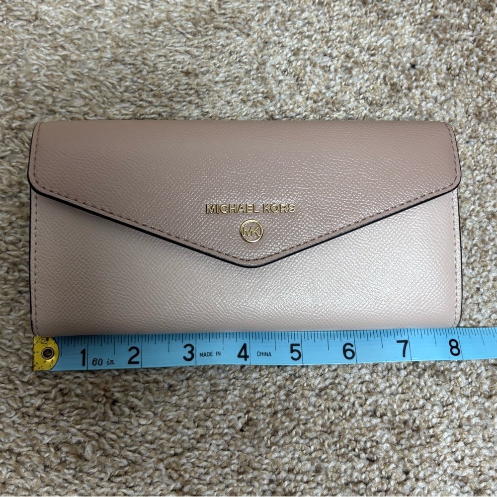 Michael Kors MK envelope clutch wallet on chain WOC cream blush gold cute EUC - Picture 5 of 17